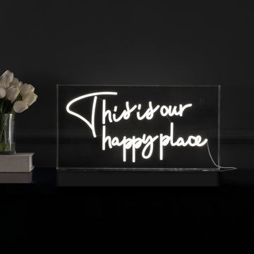 This Is Your Happy Place Contemporary Glam Acrylic Box USB Operated LED Neon Light - JONATHAN Y